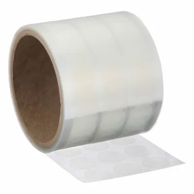 TAPECASE Film Tape: Disc, 3/4 in Dia, 3 mil Thick, Transparent, Acrylic, Glass/Metal - Surface Protection Film Tape Discs