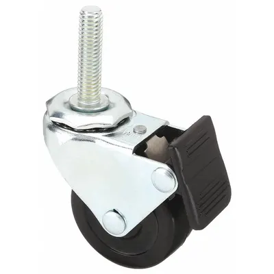 80/20 Swivel Caster: 10 Series/15 Series, Rubber/Steel, 2 in Wheel Dia - Swivel Threaded-Stem Casters