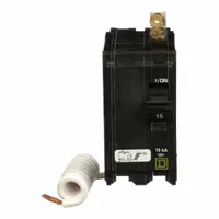 SQUARE D Miniature Circuit Breaker: 15 A, 120V AC, Single Phase, 10kA at 120V AC, 2 Poles (MPN QOB215SWN)