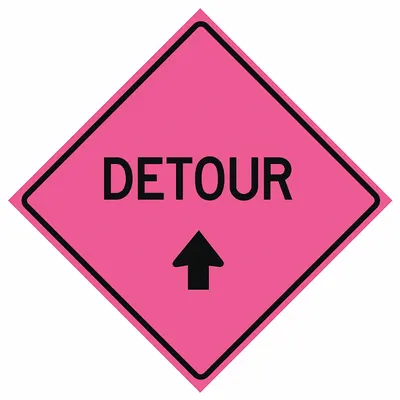 EASTERN METAL SIGNS AND SAFETY Roll Up Traffic Sign: 36 in x 36 in Nominal Sign Size, Vinyl, 0.015 in - Detour Signs