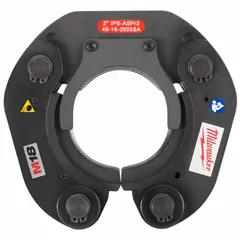 This press ring is designed for use with MILWAUKEE SmartPress standard and extended press tools. It features a stainless steel pressing surface and a steel body, enabling secure crimping of 2-inch pipe fittings in plumbing and mechanical piping systems.