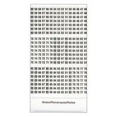 Preprinted wire marking label sheets with legend numbers 46 to 90, black on white. Each pack contains 450 labels on 5 sheets made of vinyl impregnated cloth film. Used for identifying wires in electrical panels, machinery, and control systems.