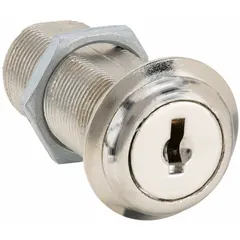 Keyed cam lock with keyed-alike convenience, allowing multiple locks to be operated with the same key. Constructed of zinc die-cast with a nickel finish. Straight cam length is 1 1/2 inches. Used for securing cabinets, panels, and enclosures in industrial settings.