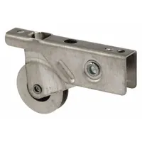 This roller assembly is a screen door hardware component designed to guide and support sliding screen doors. It measures 6 7/16 inches in both overall height and length, with a gray, unfinished finish. Suitable for residential and light commercial door applications requiring smooth operation