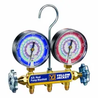 YELLOW JACKET Manifold Gauge: 2 Valves, 0 Hoses, Series Heat Pump Manifold, 3 1/8 in Gauge (MPN 42045)