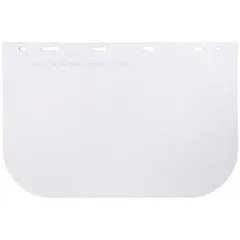 This clear acetate replacement visor provides chemical splash and impact protection for face shields. With an overall height of 8 inches and thickness of 0.04 inches, it is suitable for industrial environments where exposure to chemicals or debris is a concern.