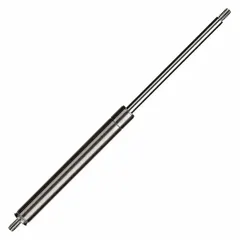 Gas spring providing 63 lbf force with M8x1.25 rod thread and 36 11/16 in extended length. End fittings not included. Used for controlled lifting and counterbalancing of industrial hatches, machine guards, and access panels.