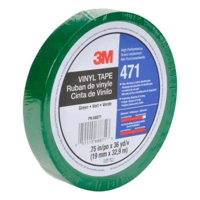 3M Floor Marking Tape: Gen Purpose, Solid, Green, 3/4 in x 108 ft, 5.2 mil Tape Thick - General Purpose Floor Marking Tape