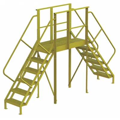 TRI-ARC Crossover Bridge: 5 ft Platform Ht, Steel, 1,000 lb Load Capacity, Serrated - Easy Descent Crossover Bridges