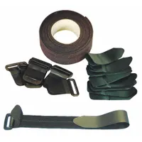 This cut-to-length cinch strap kit includes a 15 ft continuous roll of 2 in wide black loop strap, 10 D-Ring Tips, and 10 Hook Tips for custom assembly. Used for bundling, securing, and organizing cables, hoses, or equipment in industrial and commercial settings