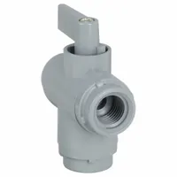 APPROVED VENDOR Manual Three-Way Ball Valve: 1/2 in, PVC, L Flow, FNPT x FNPT x FNPT, One-Piece (MPN 6900190)
