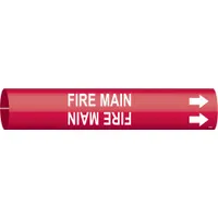 Pipe Marker: Fire Main, Red, White, Fits 4 to 6 in Pipe O.D., 1 Pipe Markers, With Arrows (MPN 4185-D)