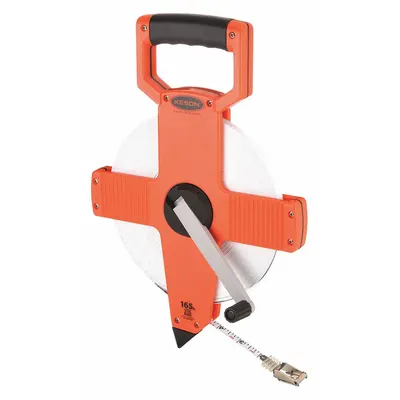 KESON Long Tape Measure: Manual, NR18-165, SAE, 165 ft, 1/8 in, Plastic - Open-Reel Long Tape Measures