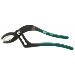 These 10 in curved-jaw tongue and groove pliers feature soft jaws to prevent marring of workpieces. With a 1 1/2 in jaw width and 2 1/2 in max jaw opening, they provide a secure grip for turning and clamping tasks where surface protection is required. Suitable for maintenance, assembly, and repair applications on delicate or finished parts.