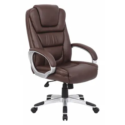 OEM Fixed-Arm Office Chair, Brown Leather, 30 1/2 in Back Height, 21 in Seat Width - Fixed-Arm Office Chairs