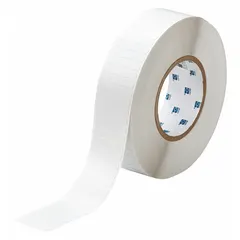 This precut label roll from Brady is made of polyimide with a white gloss finish. Each label measures 1/4 in x 1 1/2 in and is designed for use with the BBP12 printer series. The labels withstand temperatures from -94°F to 572°F, suitable for high-heat industrial identification applications such as asset tagging, wire marking, and component labeling.