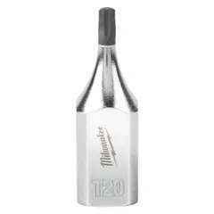 This Torx bit socket features a T20 tip size and 3/8 in drive for use with standard ratchets and impact tools. With an overall length of 1 3/4 in, it is suited for fastening applications requiring a secure fit to prevent cam-out.