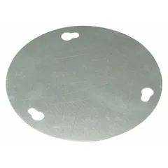 Round floor drain cover made of galvanized carbon steel with a silver finish. Features a screw-in connection type and a 9-5/8 in overall diameter. Used to close drain openings in commercial or industrial flooring, preventing debris entry while maintaining drainage access.