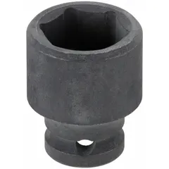 This 1/4" drive impact socket is designed for use with impact tools to tighten or loosen SAE 9/16 in fasteners. It features a 6-point standard profile with no thin wall and a manganese phosphate finish. Suitable for applications requiring high torque, such as automotive repair and industrial maintenance.