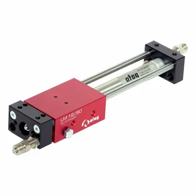 AFAG Slide: 90 mm Stroke Lg, 12 mm Bore Dia, Mfr Part # 11010379, LM Series - Pneumatic Linear Ball Rail Slides