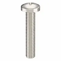 Pan head machine screw with #10-32 thread, 1 in length, made from 316 stainless steel with a plain finish. Features a Phillips drive with #2 drive size. Supplied in a 25-pack. Used for fastening metal parts in machinery, enclosures, and equipment where a low-profile head and corrosion resistance are required