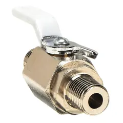 This ball valve is a replacement part for DeVilbiss paint spray gun systems. It controls fluid flow with on/off regulation during painting operations. Compatible with manufacturer model number HFRL-508.