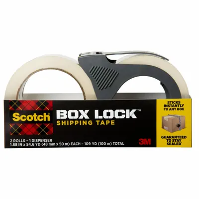 SCOTCH Packaging Tape with Dispenser: Clear, 3.1 mil Tape Thick, 60 oz/in Tape Adhesive Strength - Packing Tape & Handheld Dispenser Combo Packs