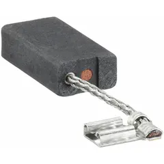 This carbon brush assembly is a replacement part for 120V power tools. It conducts electrical current between stationary and rotating components, restoring motor performance in drills, saws, and grinders when brushes are worn.