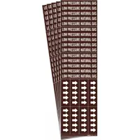 Pipe Marker: Low Pressure Natural Gas, Brown, White, Fits 3/4 in and Smaller Pipe O.D., 5 PK (MPN 7387-3C-PK)
