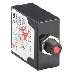 This 2 A push button style miniature circuit breaker features snap-in front panel mounting and 1/4 in tab terminals. Rated for 250V AC and 32V DC, it provides overcurrent protection in control panels, power supplies, and small machinery. The 1.85 in depth suits compact enclosures.