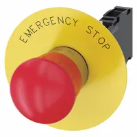 SIEMENS Emergency Stop Push Button: Non-Illuminated, Mushroom Head Profile, Non-Metallic, 22 mm (MPN 3SU1150-1HB20-1FG0)