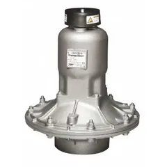Cast iron pulsation dampener with Santoprene elastomers. Features 3 in NPT inlet and 3 in NPT discharge connections. Reduces pressure fluctuations in fluid handling systems, protecting downstream equipment.