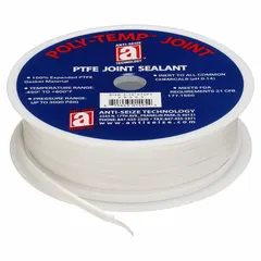 This white PTFE tape is used to form custom gaskets for flanged joints, pipe connections, and pump housings. With a thickness of 0.09 in and a temperature rating from -450°F to 600°F, it provides a seal against leaks in systems handling gases, steam, or chemicals.