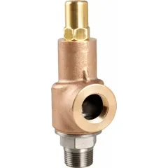 This AQUATROL pressure relief valve is designed for air, inert gas, and liquids in non-code applications. It features a 1/2 in MNPT x 1/2 in FNPT bronze body with a maximum operating pressure of 50 psi. Typical uses include protecting industrial piping, pneumatic systems, and hydraulic circuits from overpressure.