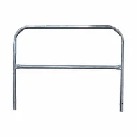 This permanent steel guardrail in gray measures 5 ft by 42 in with a 20 in mid-rail height. It is designed for use with model 404905S and is not fold-down capable. Typical applications include fixed fall protection barriers in industrial facilities