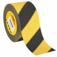 Anti-Slip Tape: Very Coarse, 46 Grit Size, Striped, Black/Yellow, 4 in x 60 ft, Acrylic, 3 PK (MPN GRAN15293)