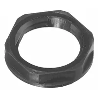 This nylon lock nut with a 3/8" NPT thread size is used to secure cable connectors in electrical enclosures and junction boxes. Its low-profile design allows for cable retention in confined spaces. CSA Certified