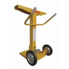 Rectangular yellow jack with self-rising gas cylinder operation. Supports stationary loads up to 100,000 lb. Used for stabilizing trailers during loading, unloading, or parking in industrial and transport settings.