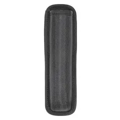 This duty equipment pouch is designed to carry a baton. Constructed from black ballistic nylon, it measures 8 inches by 2 1/4 inches and features an open closure for quick access. Suitable for use by security and tactical personnel.