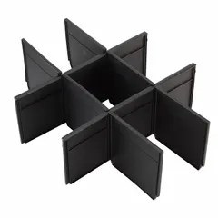 This drawer divider kit includes six small dividers made of black plastic. It is designed for use with compatible drawer systems to separate and organize tools and accessories, preventing shifting during transport. Suitable for job sites, workshops, and mobile storage applications.
