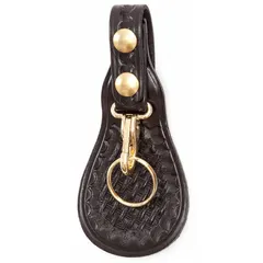 This key holder and pouch is constructed from black leather. It is designed to organize and secure keys for daily carry in professional environments.
