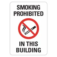 No Smoking Sign: Non-PVC Polymer, Adhesive Sign Mounting, 14 in x 10 in Nominal Sign Size (MPN LCU1-0043-ED_10x14)