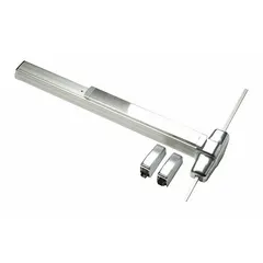 Surface vertical rod exit device with Touchbar, finished in chrome. Designed for doors up to 3 ft wide. Suitable for commercial egress applications requiring push-bar operation.