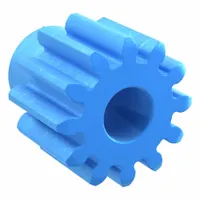 Metric spur gear with standard hub, module m 2, 12 teeth, 10 mm plain bore, 20° pressure angle. Made from MC901 nylon, JIS N9 precision class (JIS B1702-1:1998), gear shape S1. Used in light-duty power transmission and motion control applications