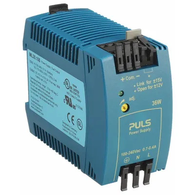 PULS DC Power Supply: DIN Rail, 36 W Output Power - Rated, 2.5 A_2.8 A Current - Output - DIN Rail Mount DC Power Supplies