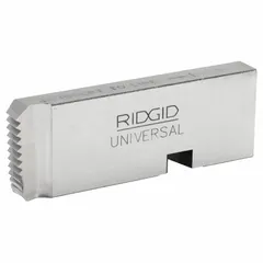 Set of four pipe dies for threading 1 in to 2 in NPT right-hand threads on steel pipe. Constructed with aluminum/steel material. Designed for use with Ridgid Machine Universal heads in threading machines.