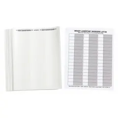 White matte polyester wraparound label measuring 2 5/8 in x 19/32 in. Designed for wire gauges from 4 AWG to 0 AWG. Used for permanent identification of wires and cables in control panels, electrical installations, and maintenance applications.