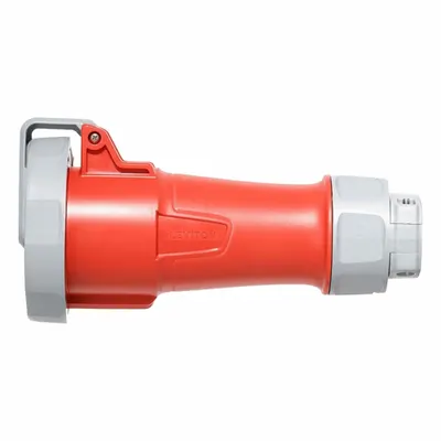 LEVITON Pin and Sleeve Connector: Red, 277/480V AC, Three Phase, 20 A, 4 Pole, 5 Wire - Washdown-Rated Connectors