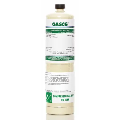 GASCO Calibration Gas: Nitrogen, Disposable, +/-5% Accuracy, C3H8/O2, Calibration Gas - Calibration Gases for Portable Gas Detectors