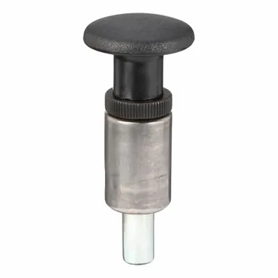 INNOVATIVE COMPONENTS Weld Mount Retractable Spring Plunger: Pull Knob, 0.5 in Plunger Wd - Nonlocking Pull-Knob Weld-Mount Indexing Plungers
